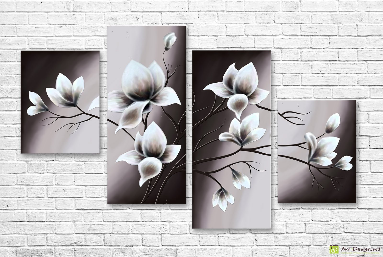 🌸 Модульная картина: Серебристые магнолии