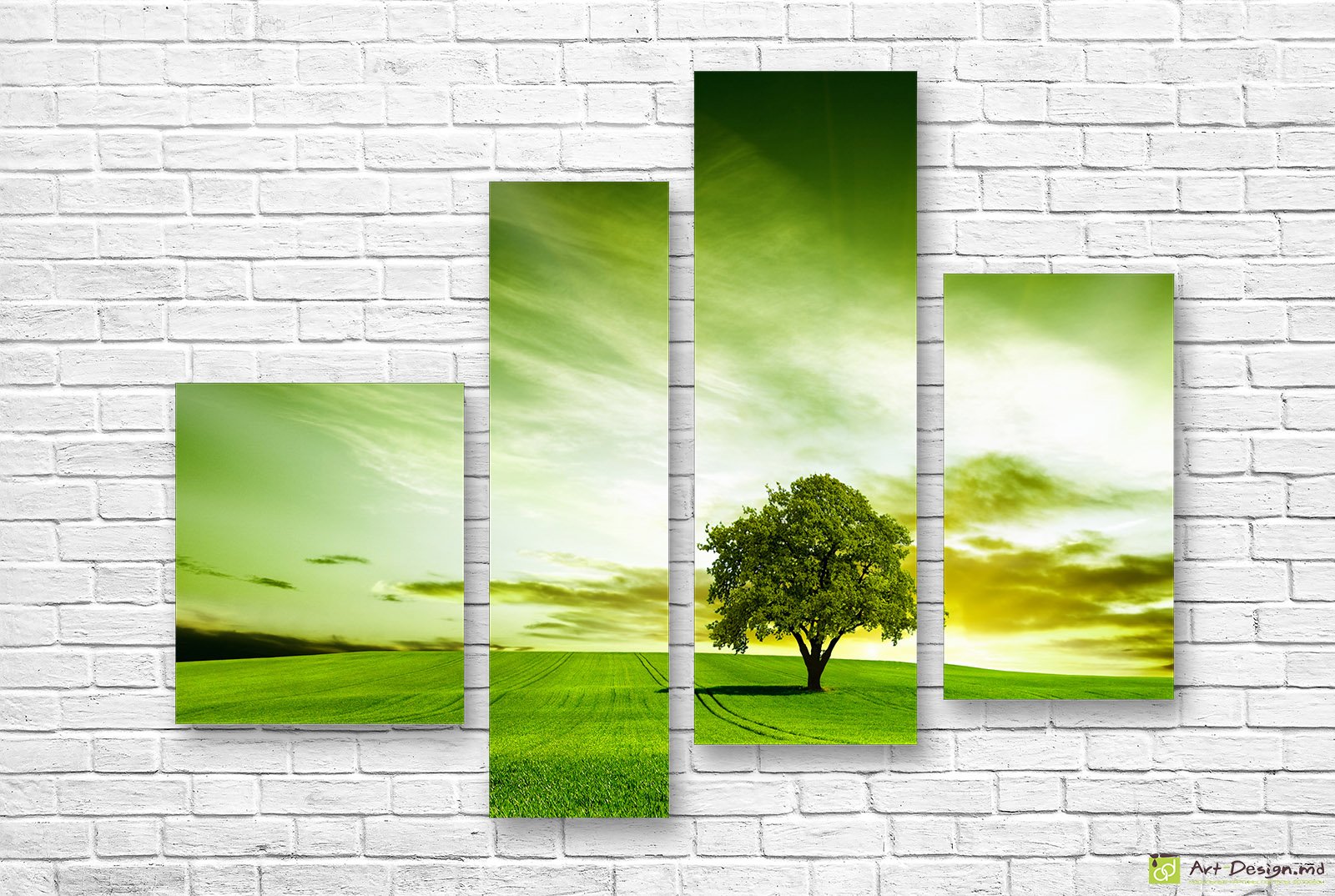 🌳 Модульная картина Зеленое поле и дерево