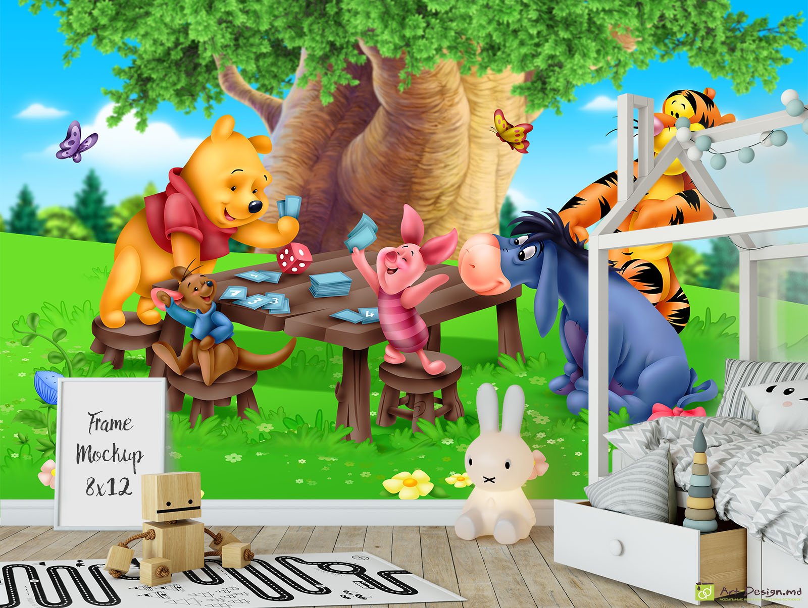 Fototapet pentru copii - Winnie si prietenii, un joc de bord