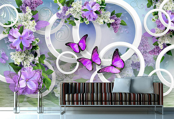 Fototapet cu efect 3D - Cercuri si natura