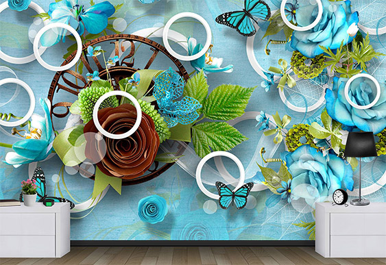 Fototapet cu efect 3D - Cercuri si natura