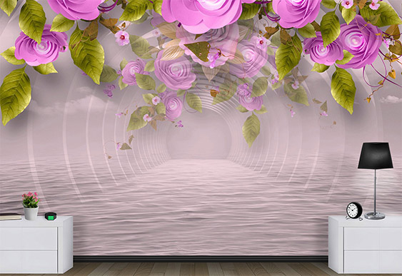 Fototapet cu efectul 3D - Tunel cu flori_2