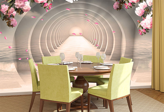 Fototapet cu efectul 3D - Tunel cu flori_3