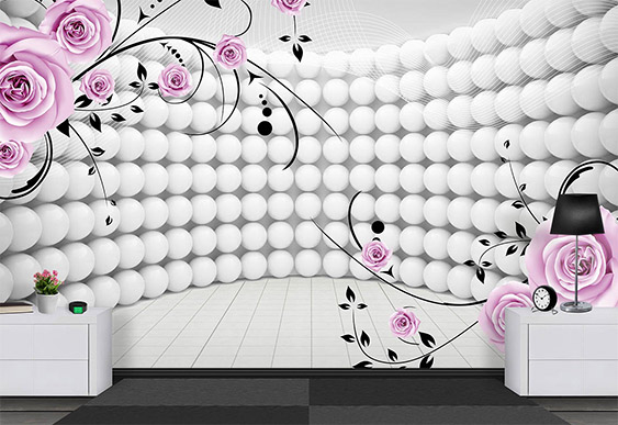 Fototapet cu efect 3D - Bile 3D si papadii