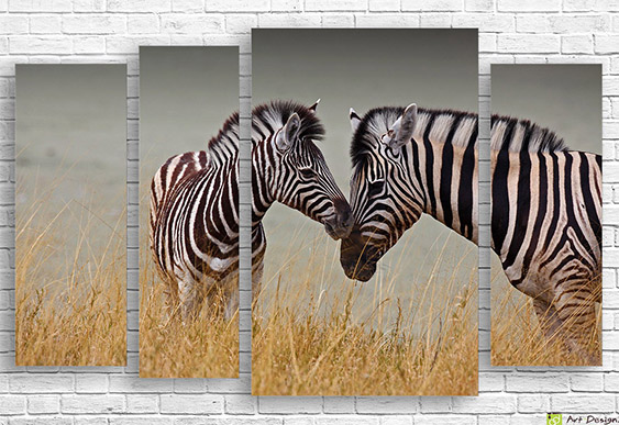 🦓 Модульная картина Влюбленные зебры в дикой саванне