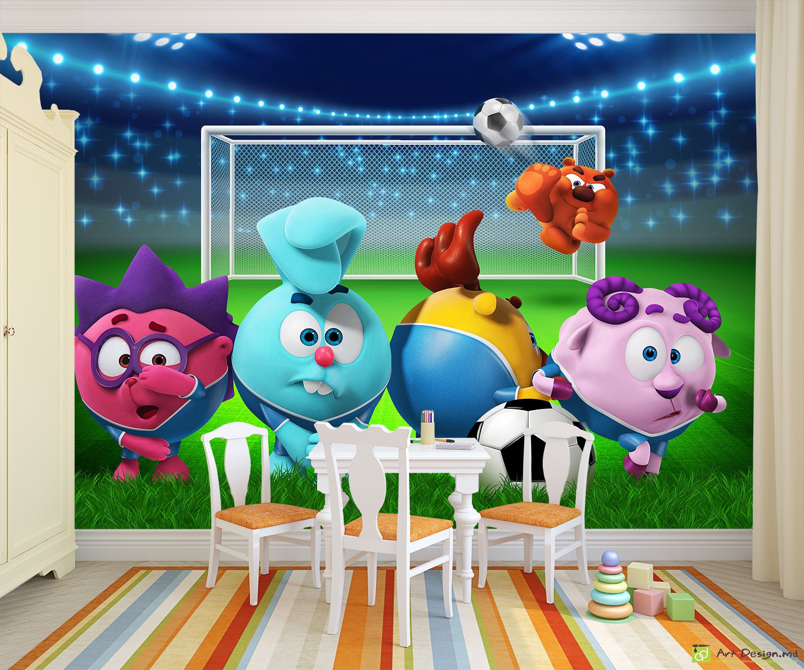 Fototapet pentru copii - Smeshariki la fotbal