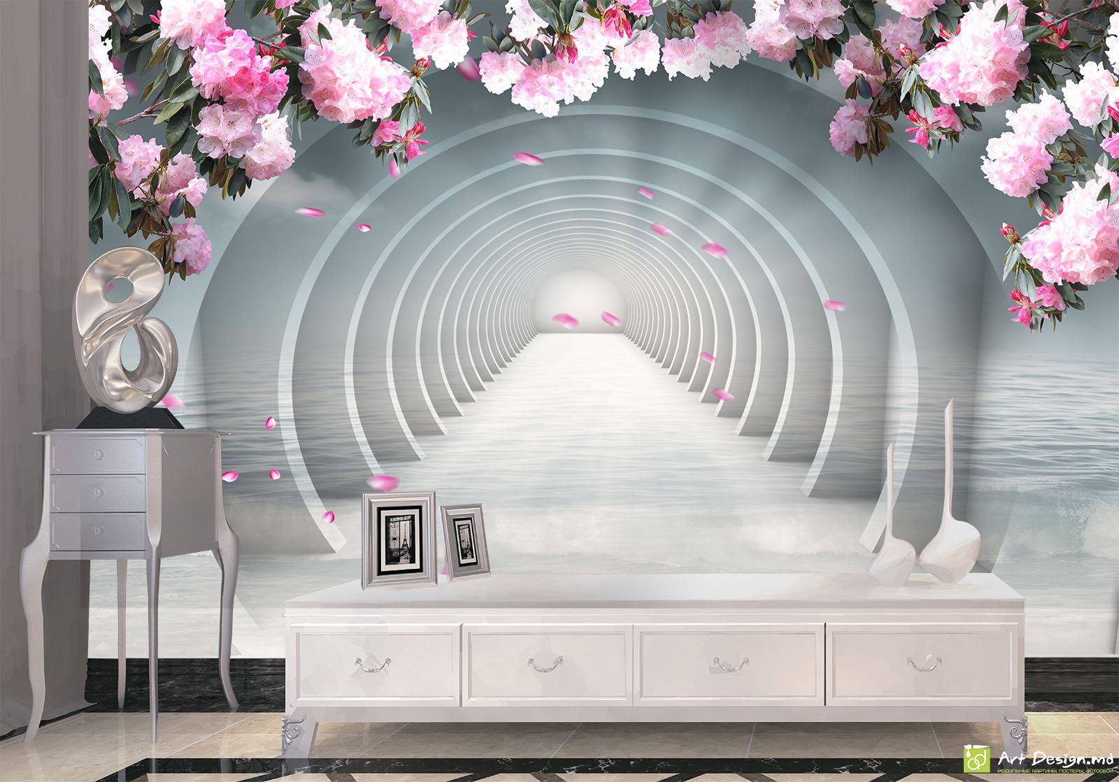 Фотообои с 3D эффектом - Туннель с цветами_4