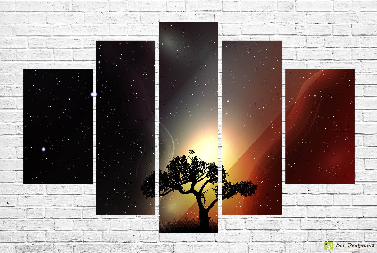 🌌 Модульная картина Дерево под звездным небом