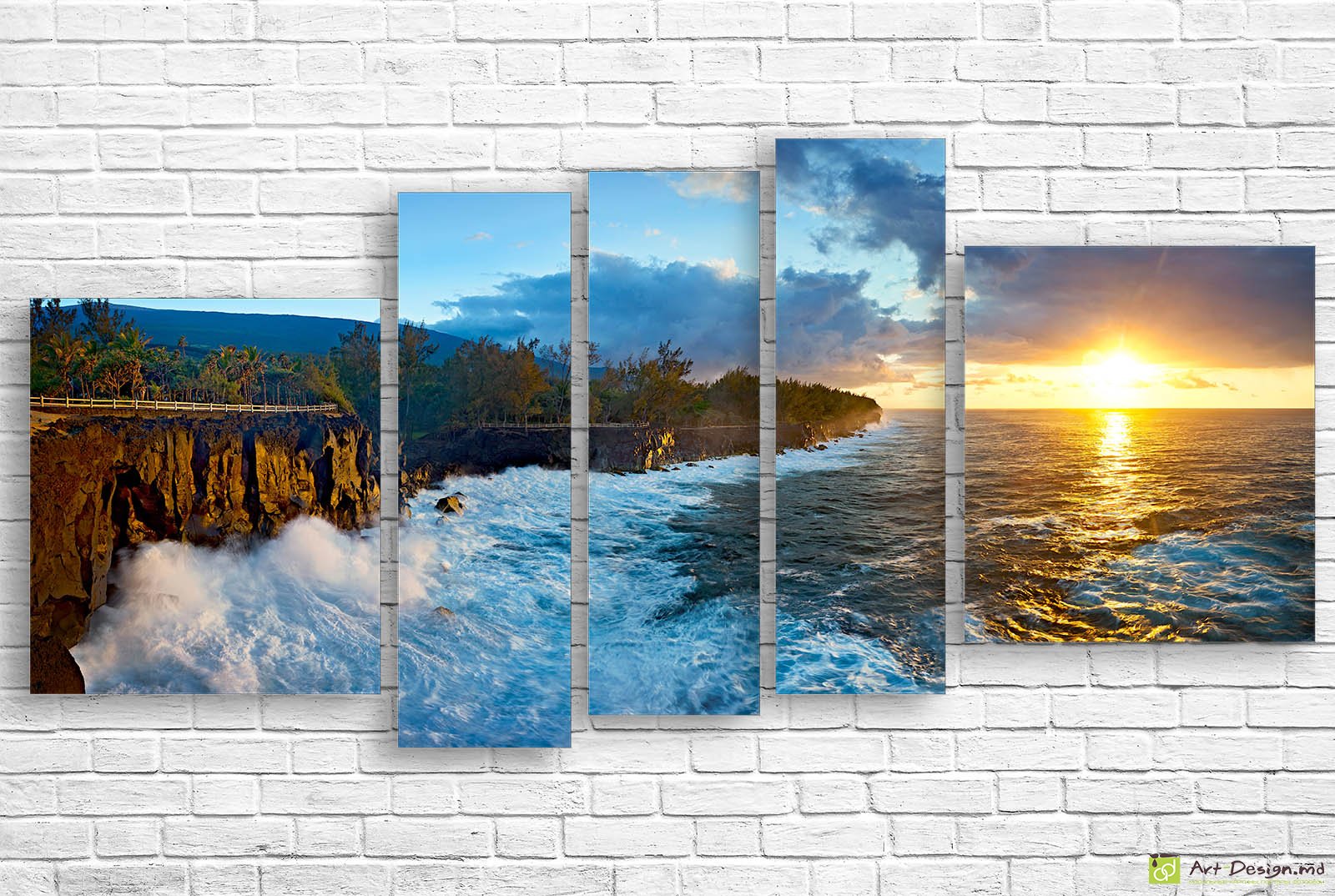 🌅 Модульная картина Морской закат и скалы
