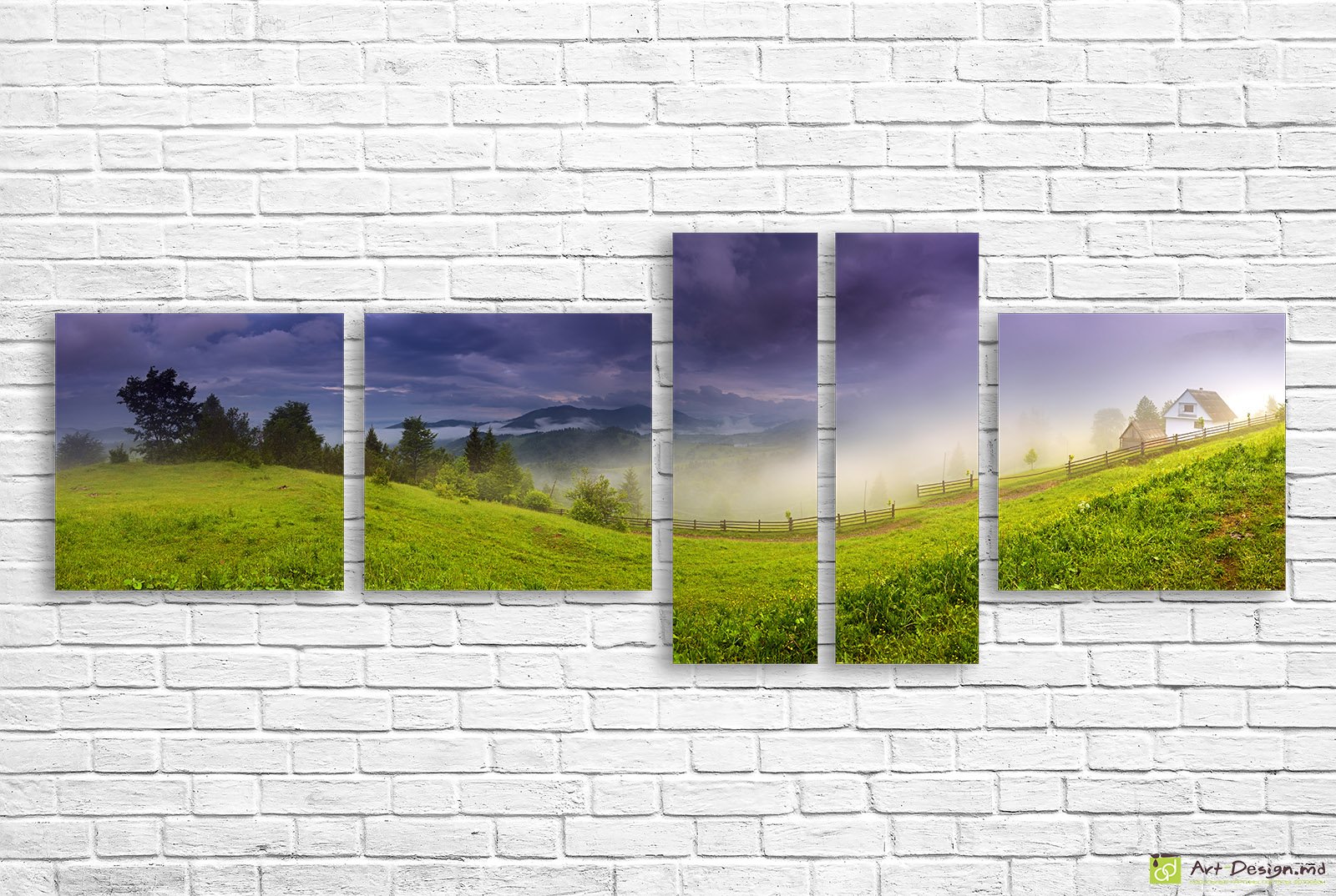 🌄 Tablou modular Peisaj montan cu căsuță