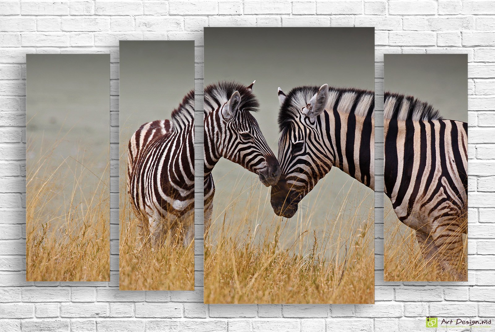 🦓 Модульная картина Влюбленные зебры в дикой саванне