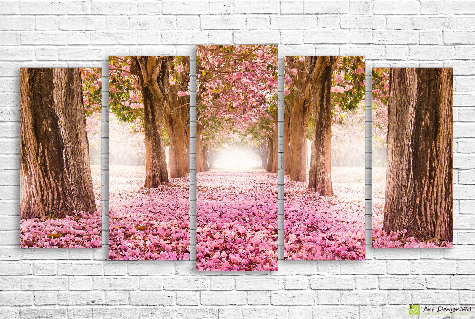 🌸 Модульная картина Аллея цветущей сакуры в розовом саду