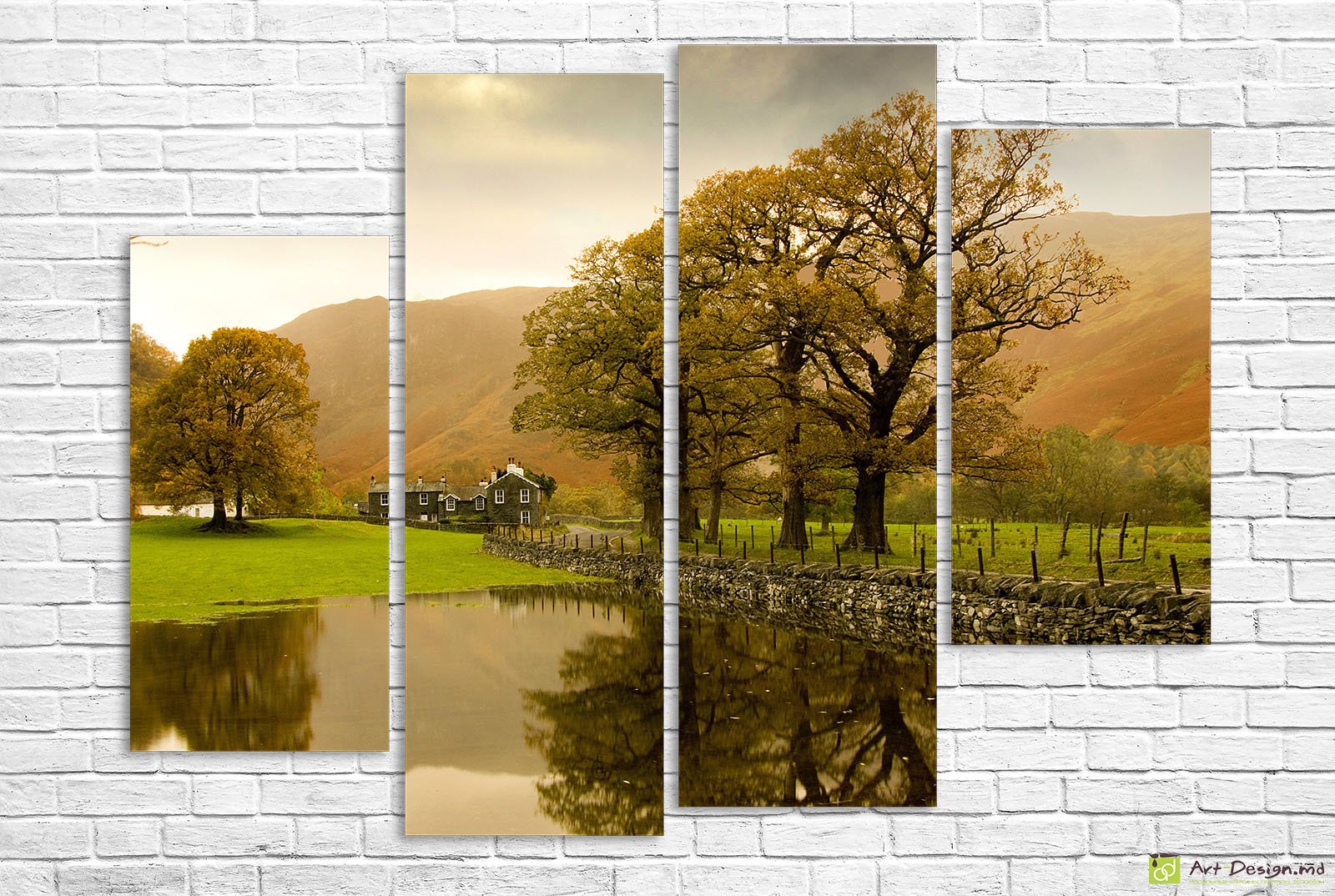 🏡 Модульная картина Осенний пейзаж с домом у озера