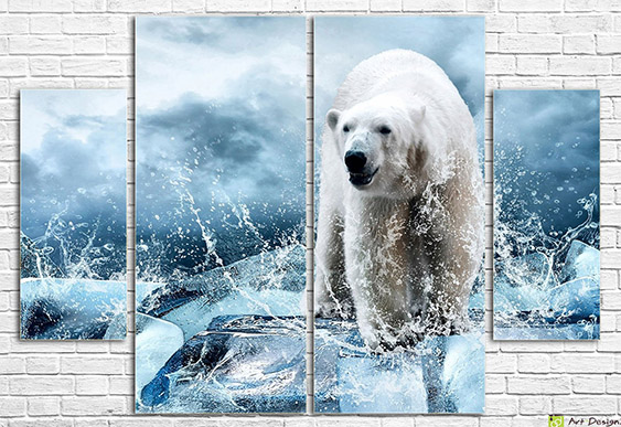 🐻‍❄️ Tablou modular Urs polar pe un bloc de gheață
