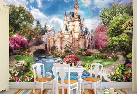 Фотообои на заказ - Детский пейзаж с замком