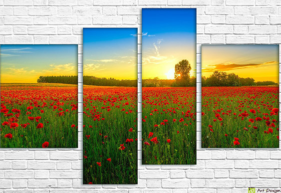 🏰 Модульная картина Старая крепость и маки над заливом