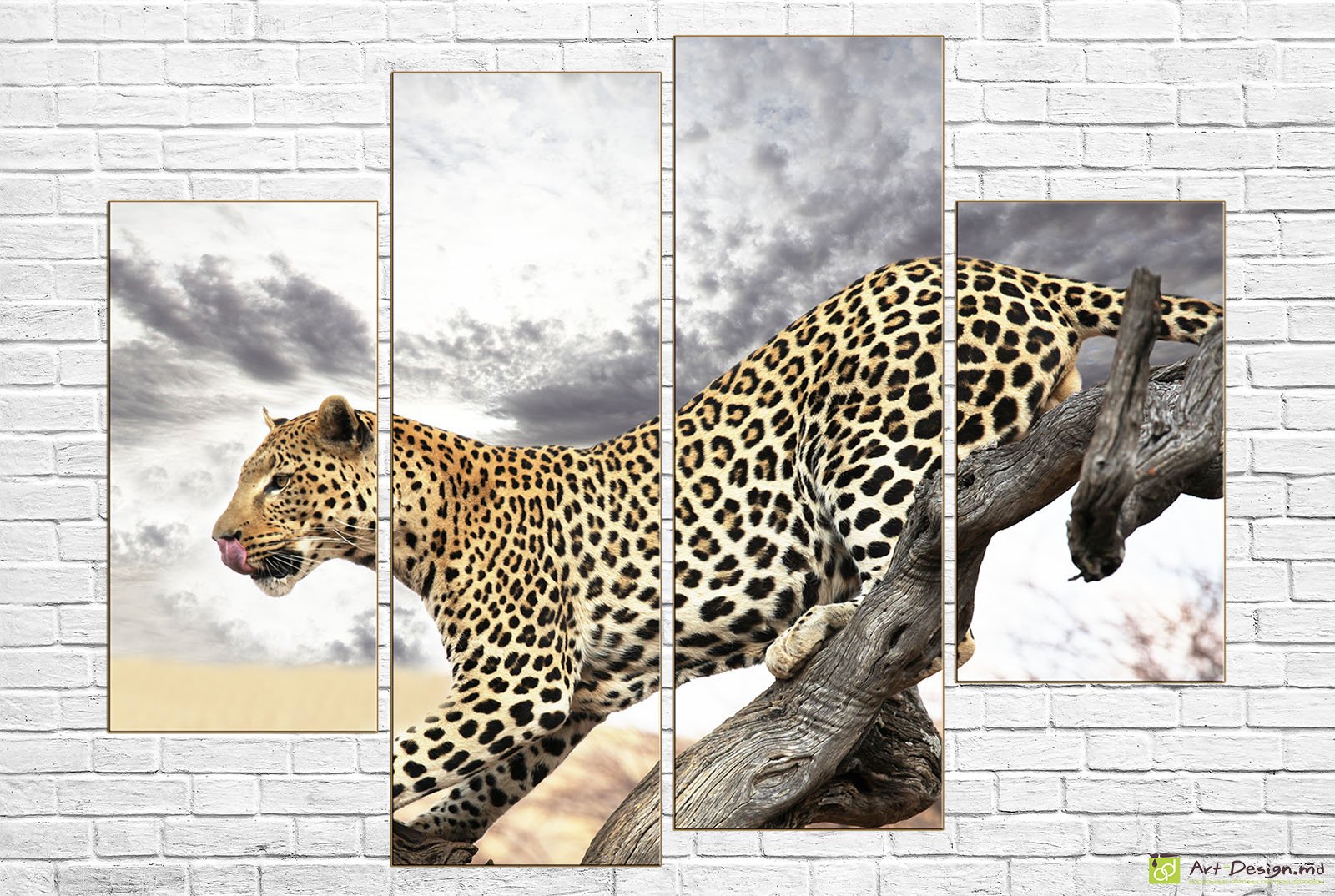 🐆 Tablou modular „Leopard pe ramură”