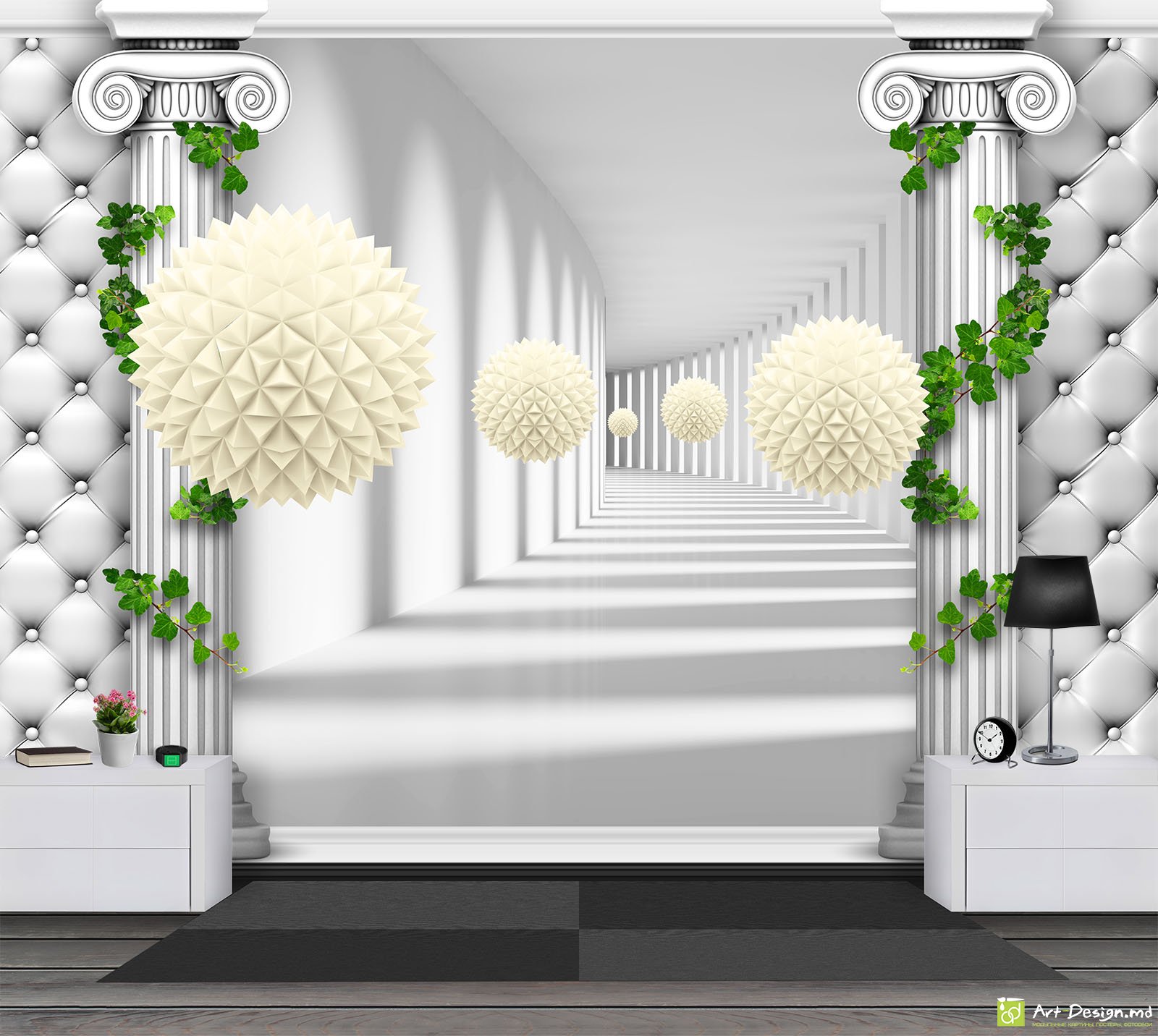 Фотообои на заказ - 3D Шары и колонны