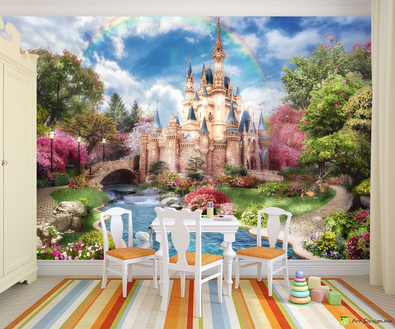 Фотообои на заказ - Детский пейзаж с замком