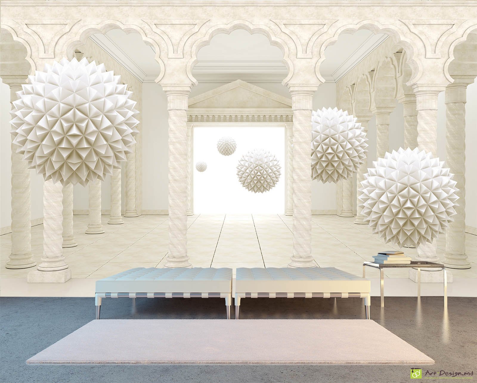 Фотообои на заказ - 3D Шары и колонны_2