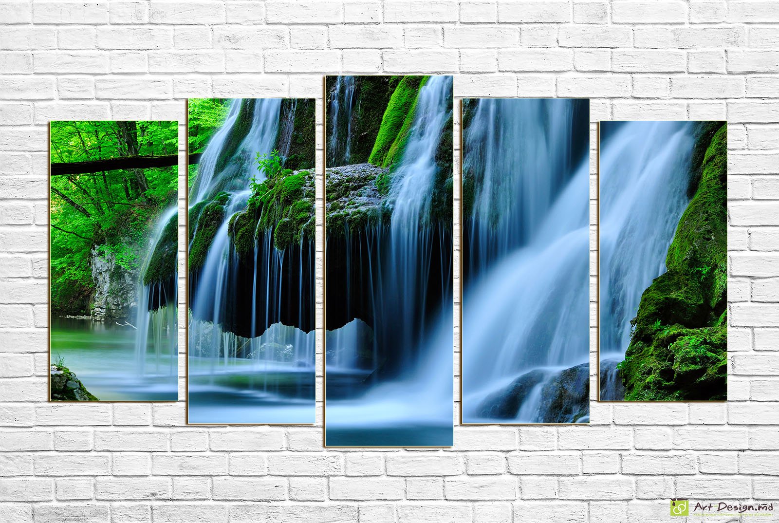 🌿 Модульная картина «Зелёный водопад»