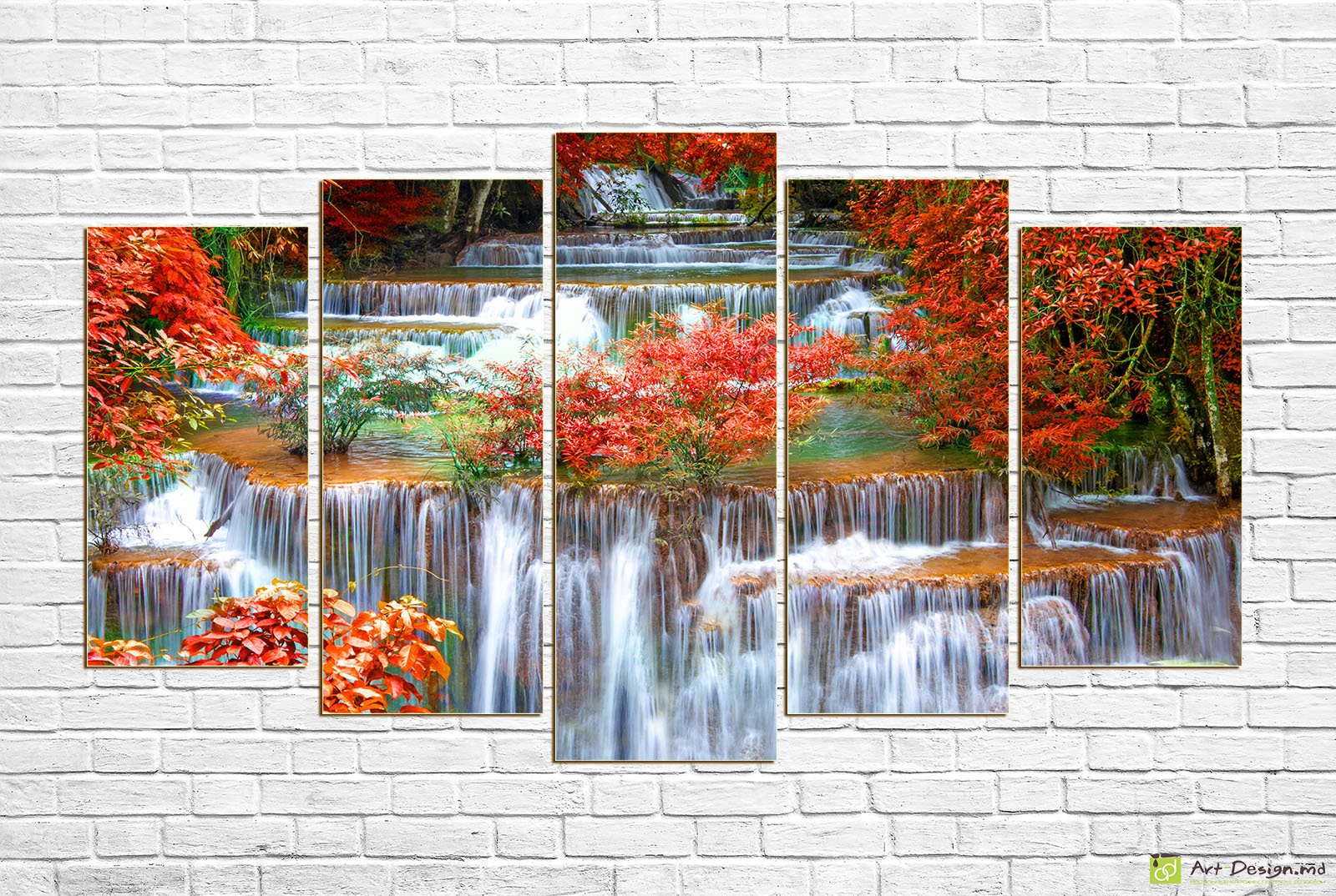 🌊 Tablou modular Cascadă în trepte în pădurea de toamnă