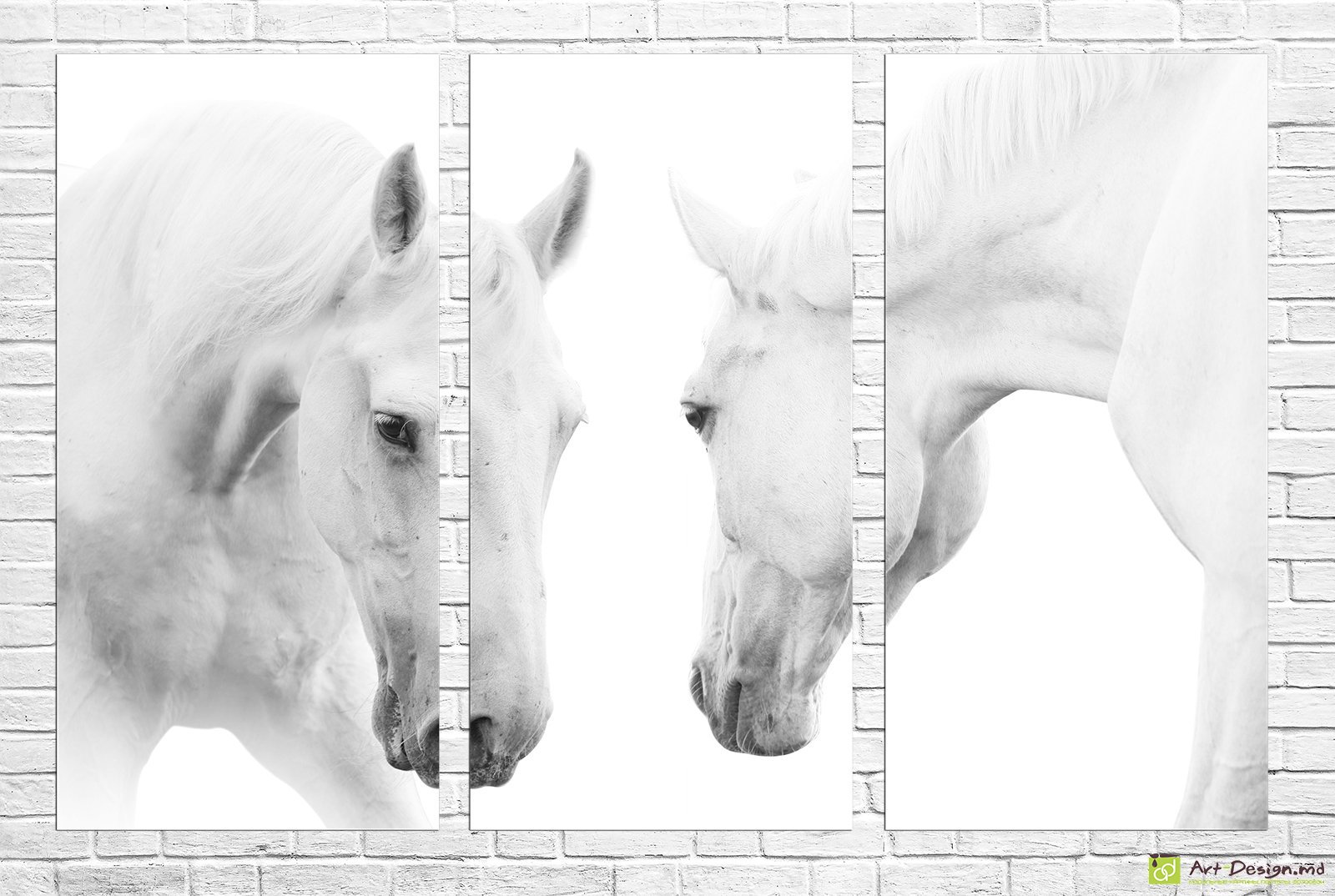 🤍 Модульная картина «Белые лошади»