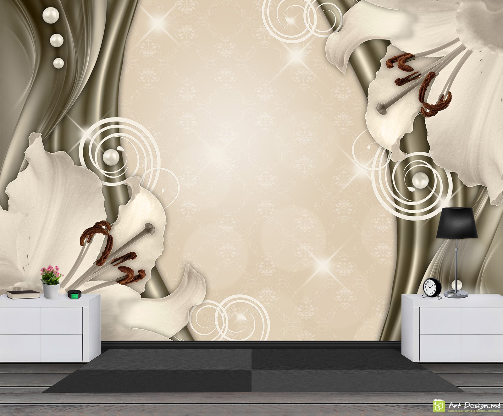 Fototapet la comanda - Crini pe fond abstract