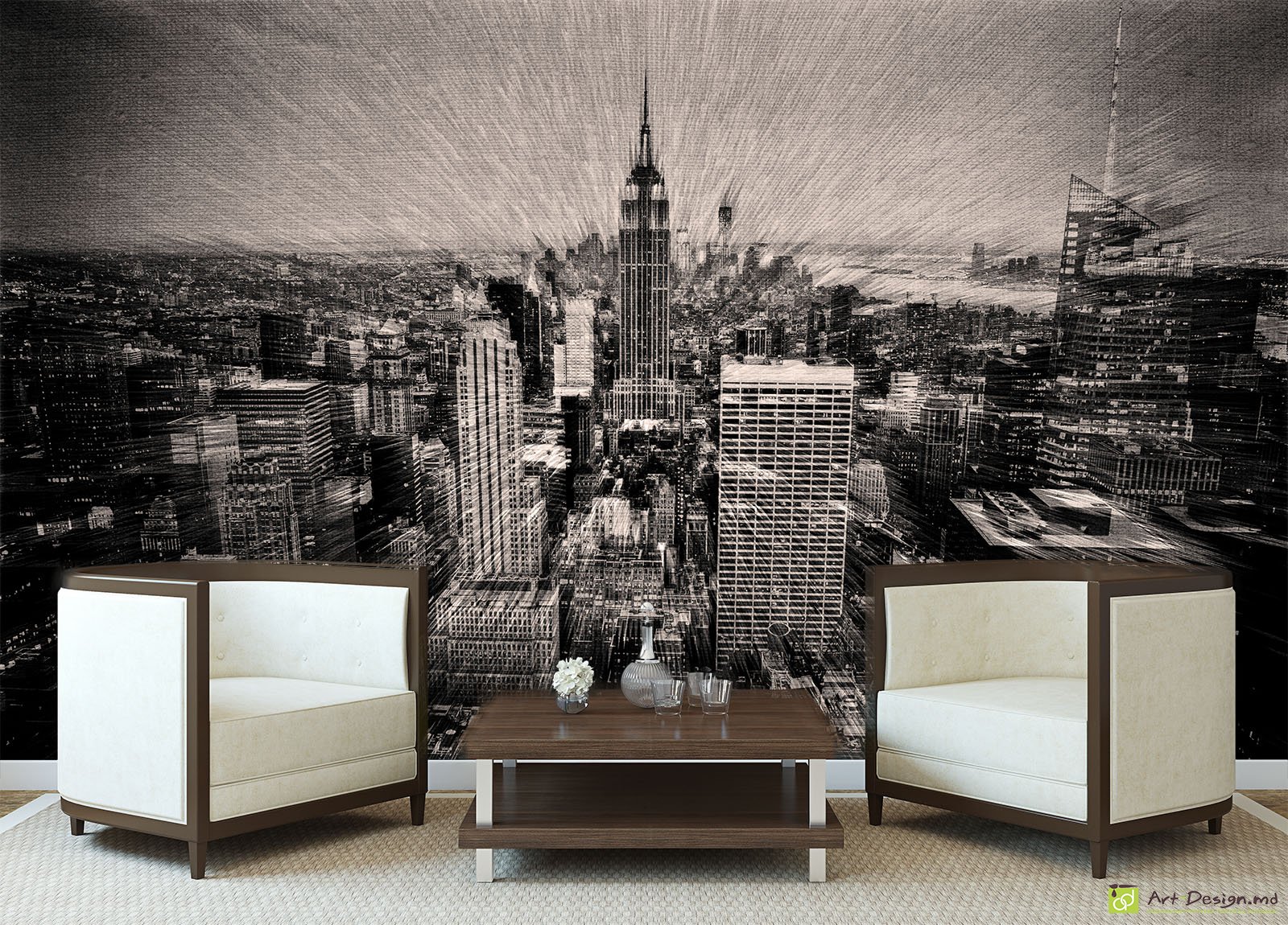 Fototapet la comanda - Orașul de noapte în stil vintage_2