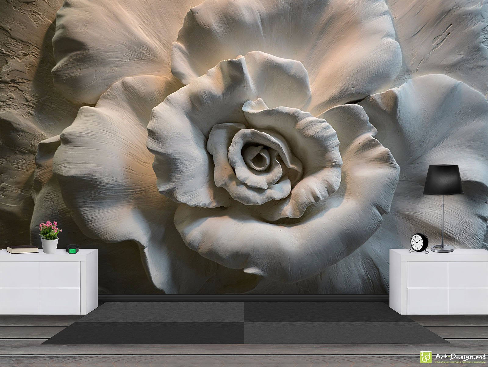 Фотообои на стену - Роза с эффектом 3D