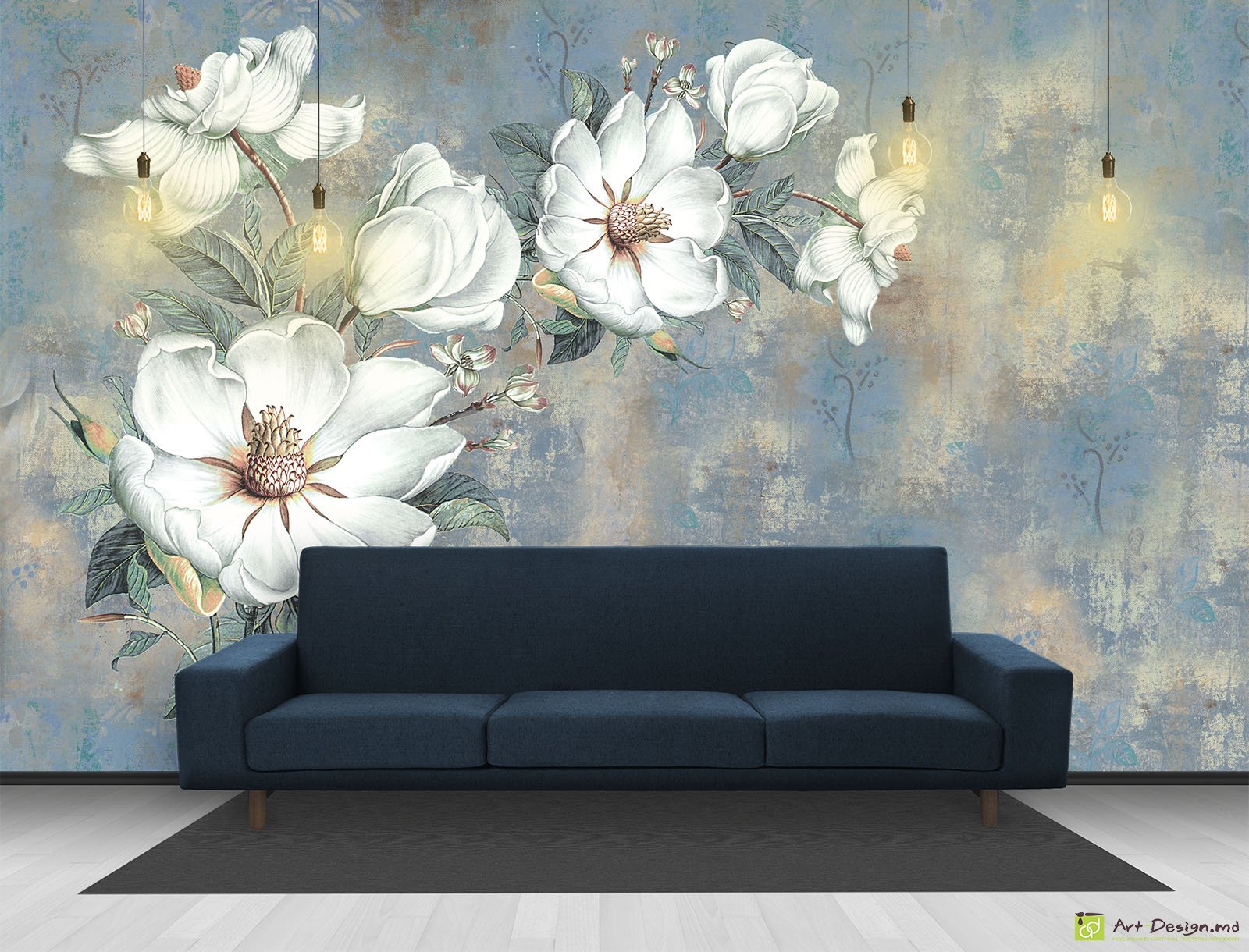 Фотообои на стену - Арт цветок на винтажном фоне