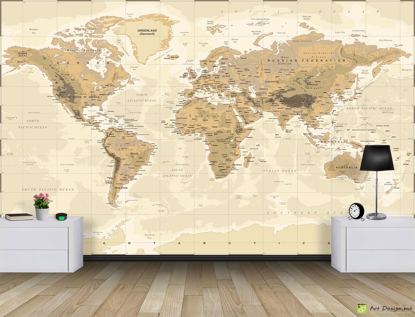 Фотообои винтаж - Винтажная карта мира_5