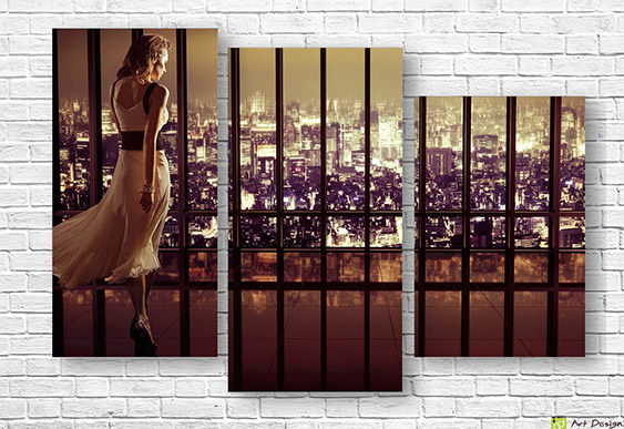 🎧 Tablou modular Fată în căști dansează pe muzica orașului