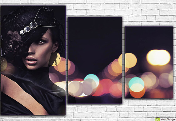 👤 Tablou modular Doamna misterioasa in luminile orasului