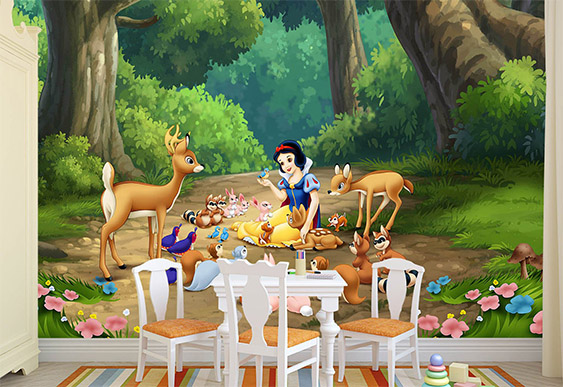 Fototapet pentru copii - Albă ca zăpadă în pădure_2