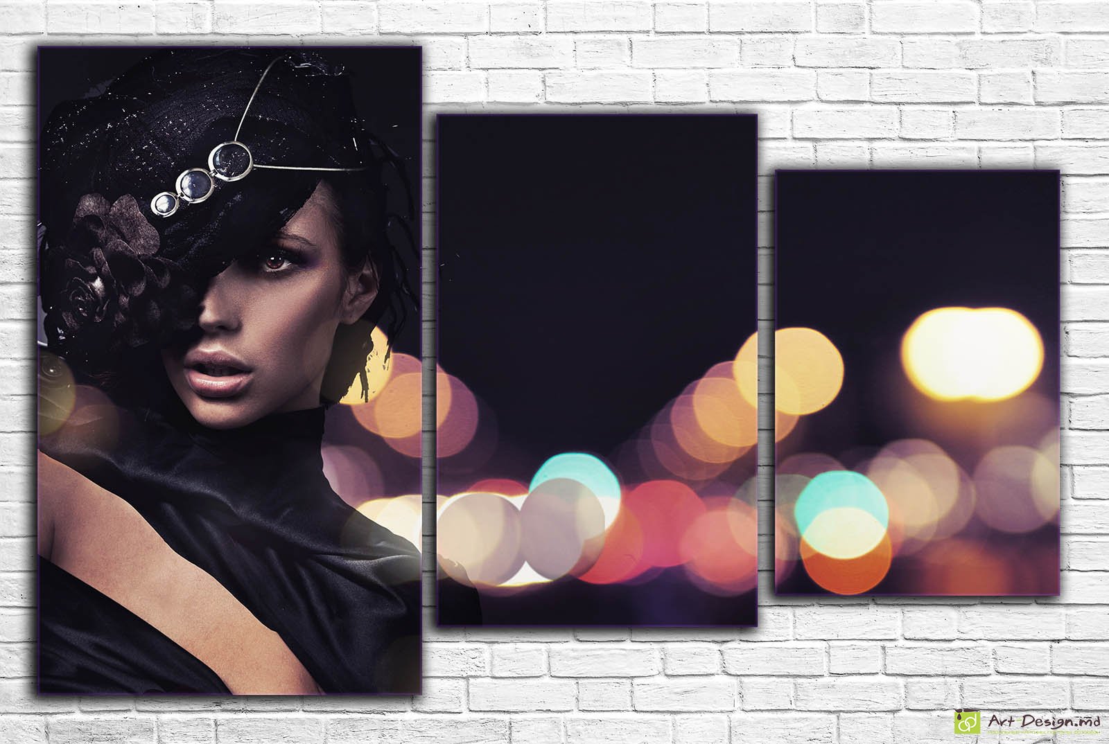 👤 Модульная картина Загадочная леди в огнях ночного города