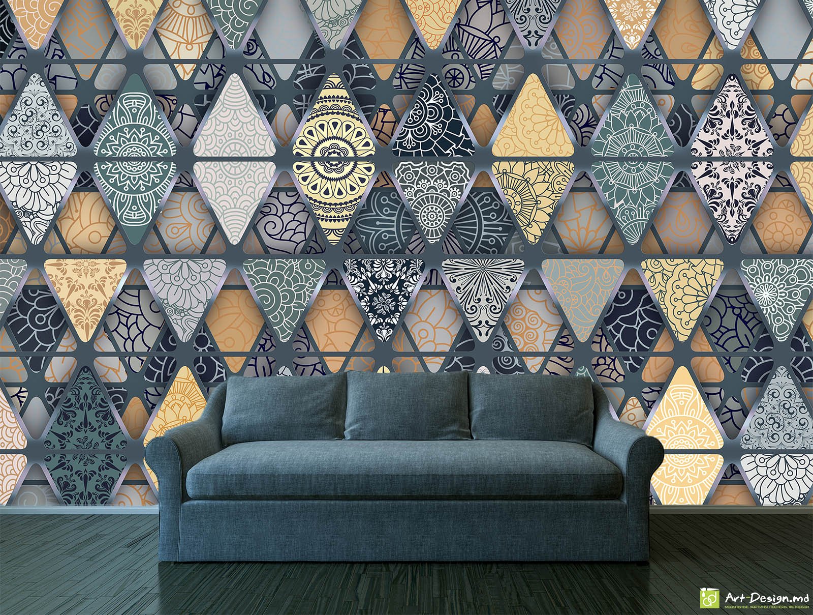 Fototapet la comanda - Tapet în formă de triunghiuri