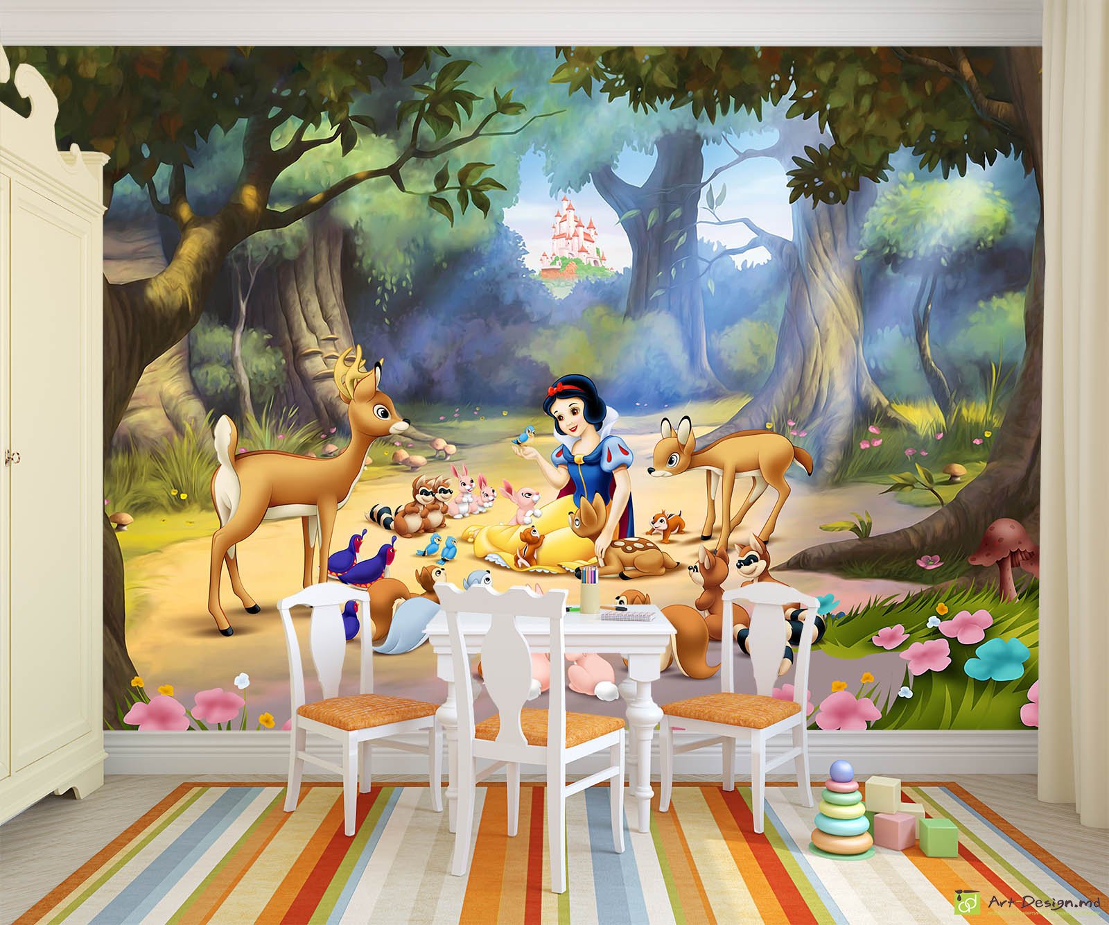 Fototapet pentru copii - Albă ca zăpadă în pădure