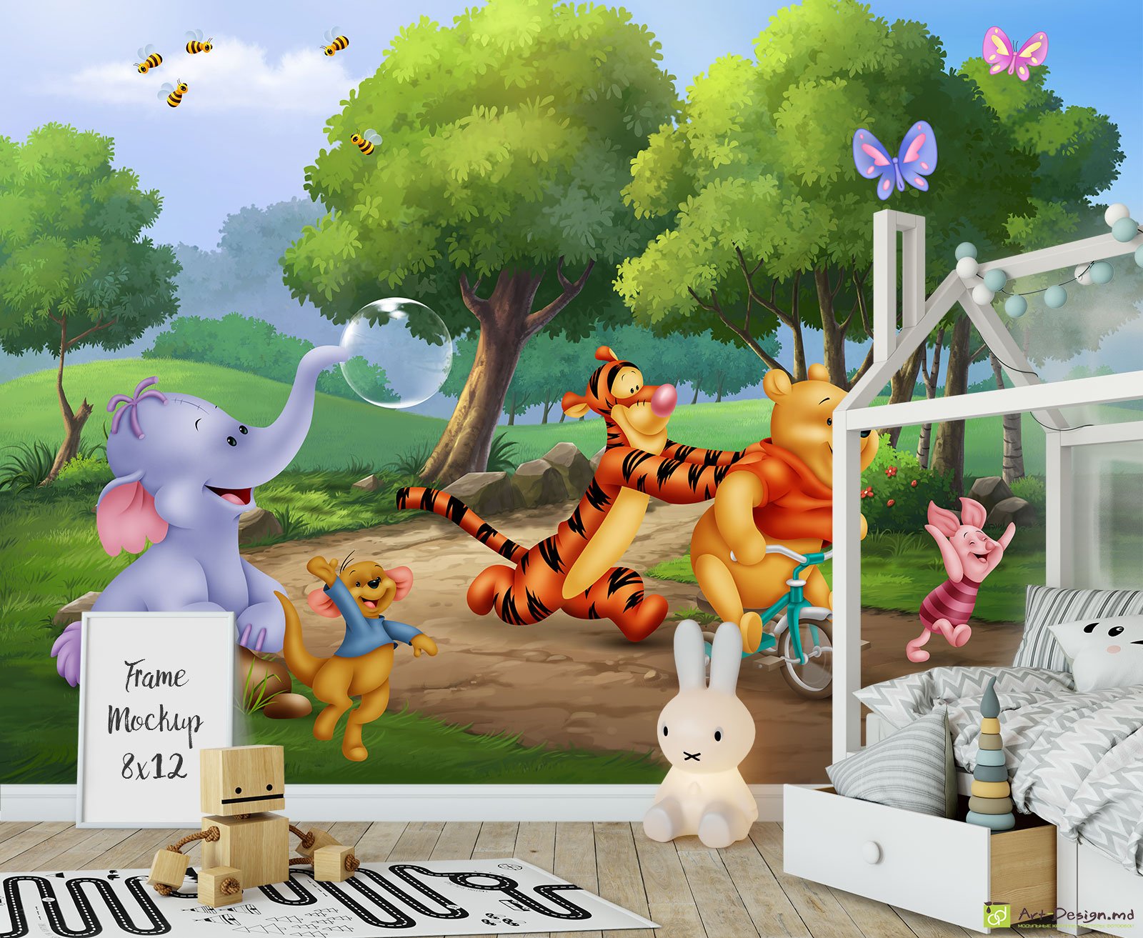 Fototapet pentru copii - Winnie Ursuletul pe bicicleta