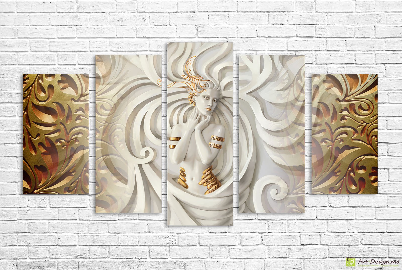 ✨ Модульная картина Античная богиня в золотых узорах