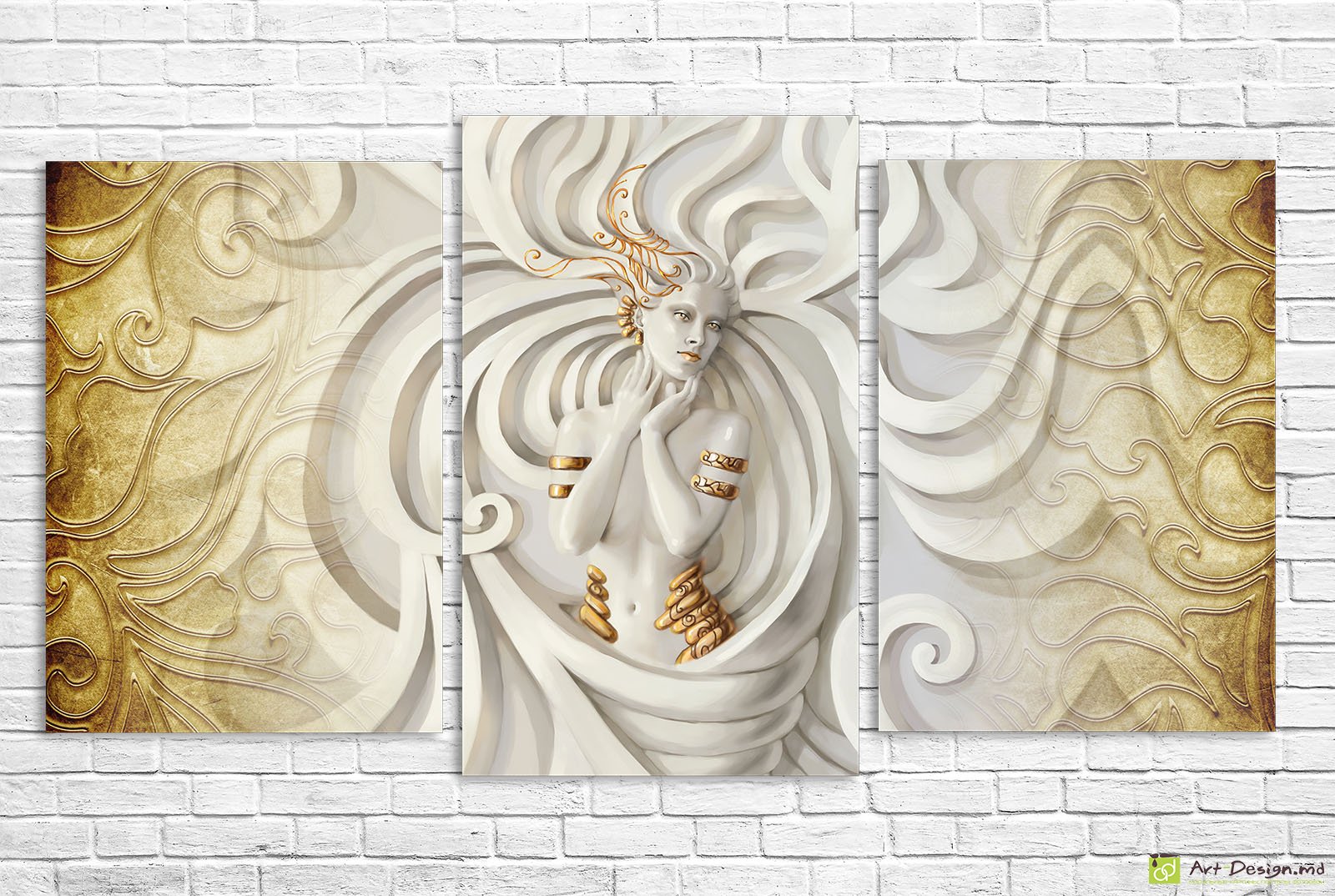 ✨ Модульная картина Абстрактная девушка в золотом арт-деко