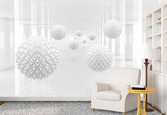 Fototapet cu efect 3D - Tunel și 3D bile_5