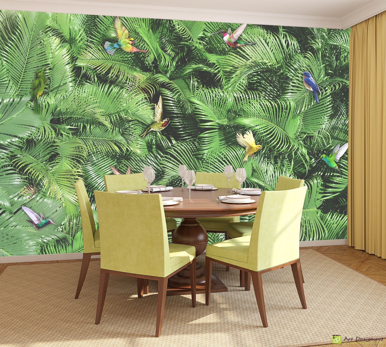 Fototapet la comanda - Păsări și crengi