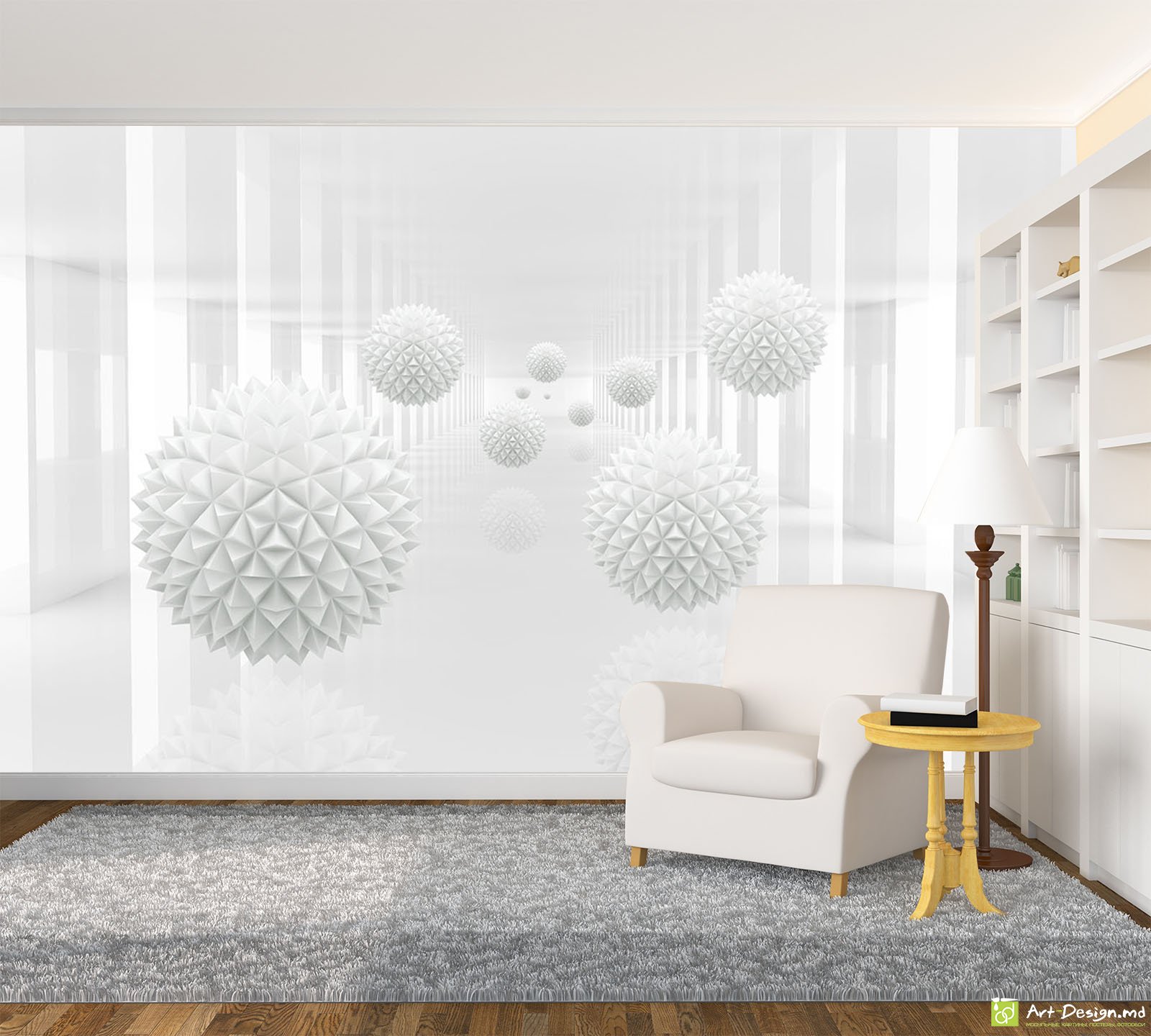 Фотообои с 3D эффектом - Туннель и 3D Шары_5