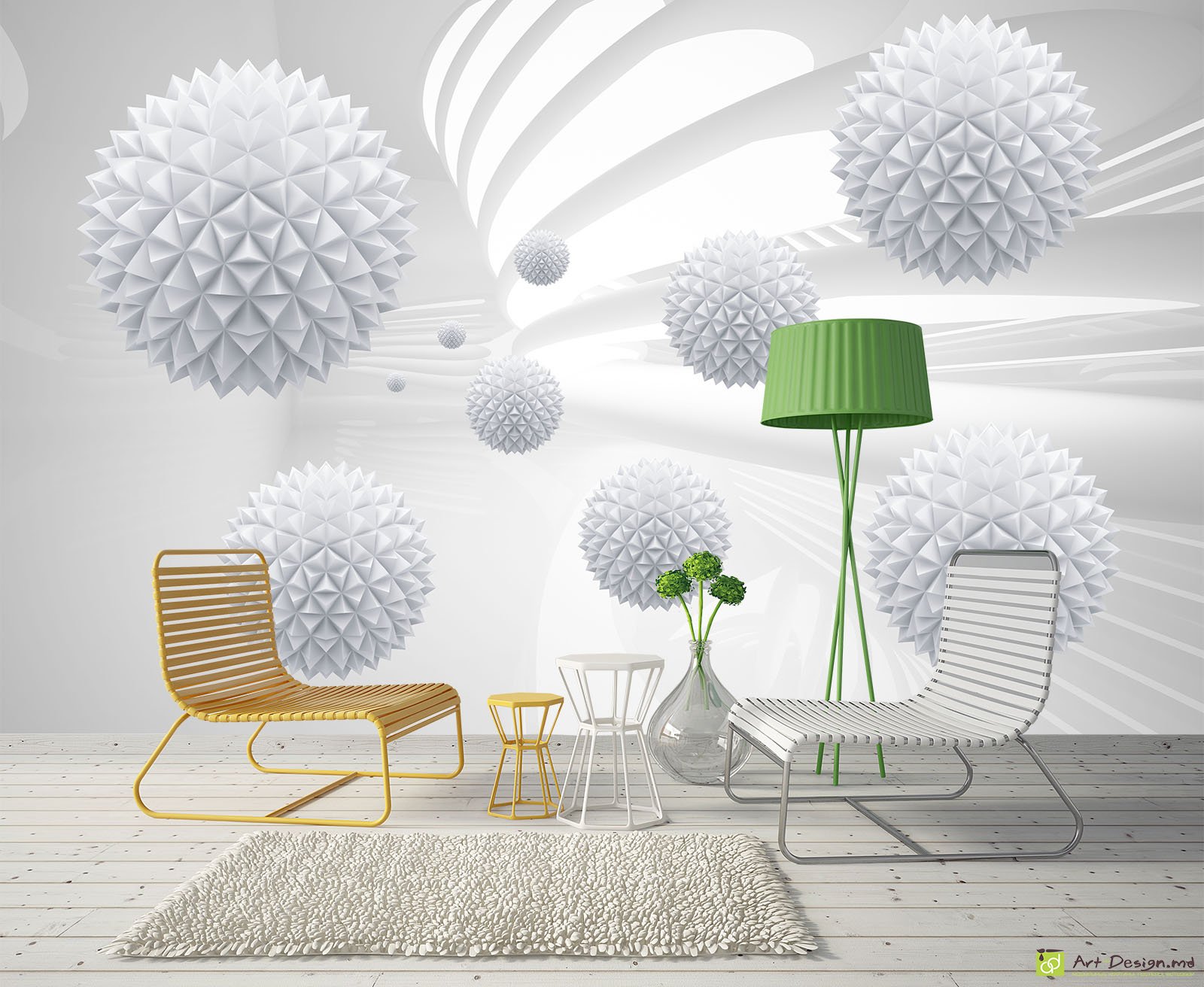 Fototapet cu efect 3D - Tunel și 3D bile_6