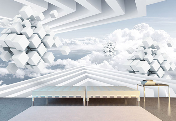 Fototapet la comanda - Vedere frumoasă spre cer și patrate