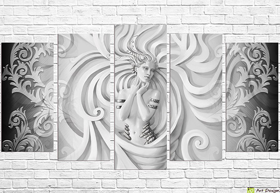 🐺 Модульная картина Волки и индеец с перьями