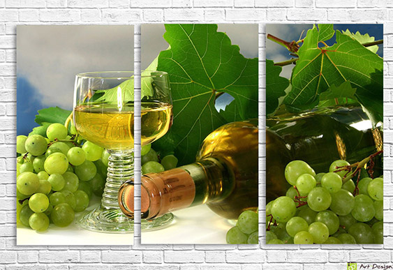 🍷 Модульная картина Солнечный виноград и белое вино
