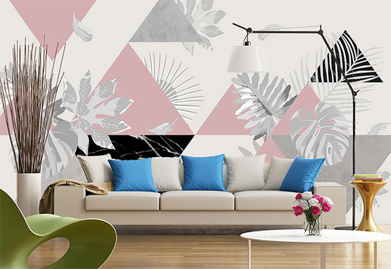 Fototapet la comanda - Ilustrație de triunghiuri cu frunze