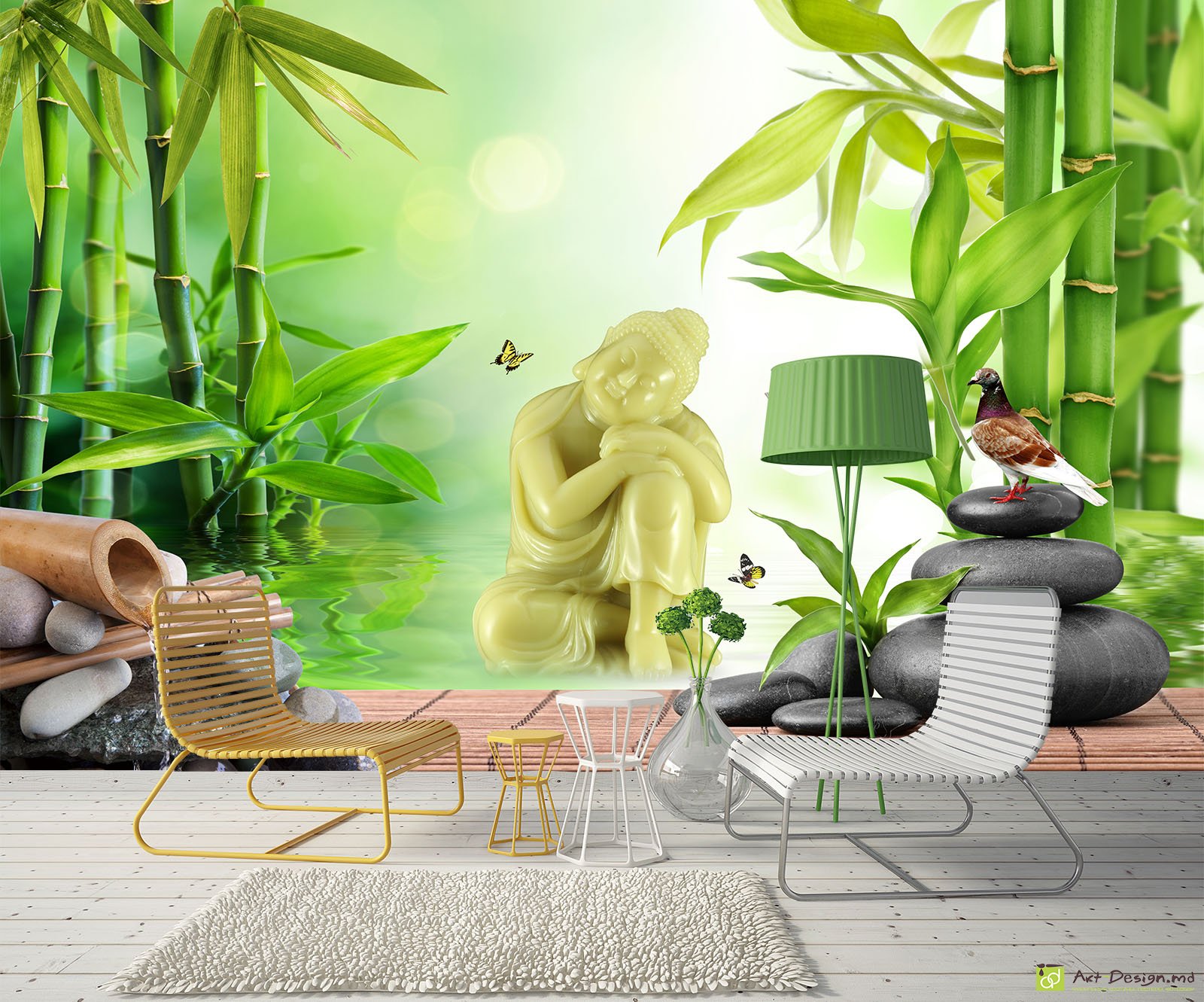 Fototapet la comanda - Pietre spa și bambus